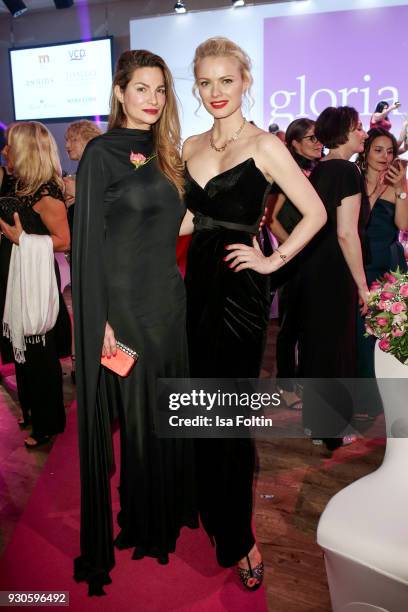 Alexandra Kamp and Franziska Knuppe attend the Gloria - Deutscher Kosmetikpreis at Hilton Hotel on March 9, 2018 in Duesseldorf, Germany.