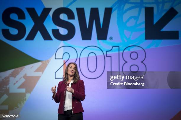 Melinda Gates, co-chair of the Bill and Melinda Gates Foundation, speaks during the South By Southwest conference in Austin, Texas, U.S., on Sunday,...