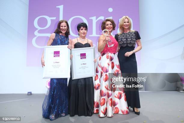 German actress Veronica Ferres with the award winners Berit Becker-Hoffmann, Karin Schoene and Maryam Bafahmie during the Gloria - Deutscher...