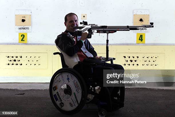 Grant Philip of Canterbury poses for a portrait before competing in the 10m Air Rifle Standing R4 event at the Keene Shooting Range on November 15,...