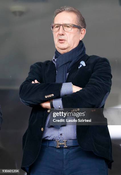 Head coach Georges Leekens of Hungarian National Team waits for the kick-off prior to the Hungarian OTP Bank Liga match between Vasas FC and Budapest...