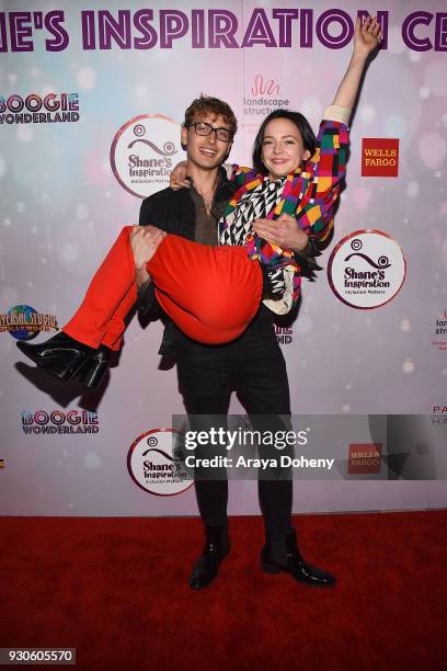 Andrew Lowe and Alexis G. Zall attend Shane's Inspiration's 20th Anniversary "Boogie Wonderland" Gala on March 10, 2018 in Los Angeles, California.