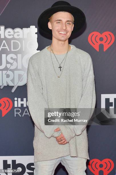 Christian Collins arrives at the 2018 iHeartRadio Music Awards which broadcasted live on TBS, TNT, and truTV at The Forum on March 11, 2018 in...