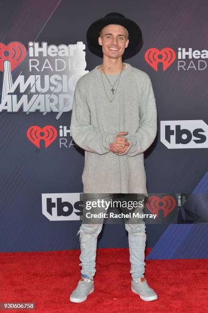 Christian Collins arrives at the 2018 iHeartRadio Music Awards which broadcasted live on TBS, TNT, and truTV at The Forum on March 11, 2018 in...