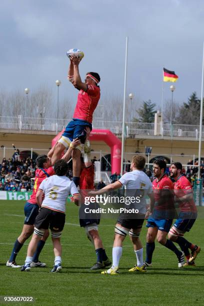 Spanish National rugby team's in action against Germany during their Men's 2108 Rugby Europe International Championships match Spain vs. Germany at...