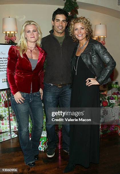 From L to R : actors Alison Sweeney, Galen Gering and McKenzie Westmore attend the Hallmark Celbri-Tree holiday open house benefiting 'Feeding...