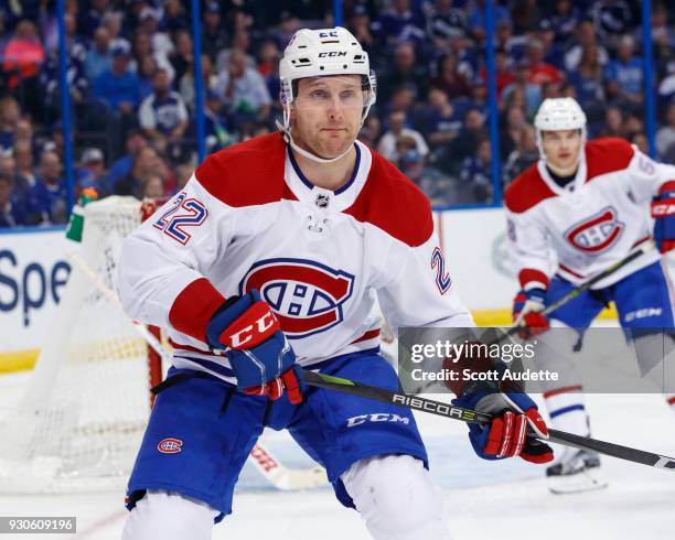 Karl Alzner of the Montreal Canadiens skates against the Tampa Bay Lightning at Amalie Arena on March 10, 2018 in Tampa, Florida. "n