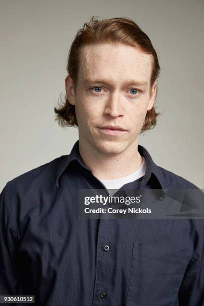 Actor Caleb Landry Jones from the film "Friday's Child" poses for a portrait in the Getty Images Portrait Studio Powered by Pizza Hut at the 2018...