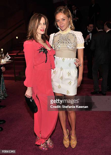 Art Director Liz Goldwyn and actress Chloë Sevigny attends the MOCA NEW 30th anniversary gala held at MOCA on November 14, 2009 in Los Angeles,...