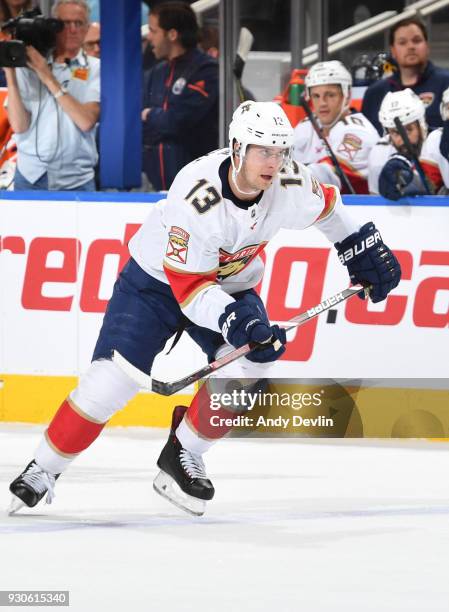 Mark Pysyk of the Florida Panthers skates during the game against the Edmonton Oilers on February 12, 2018 at Rogers Place in Edmonton, Alberta,...