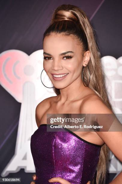 Leslie Grace arrives at the 2018 iHeartRadio Music Awards which broadcasted live on TBS, TNT, and truTV at The Forum on March 11, 2018 in Inglewood,...