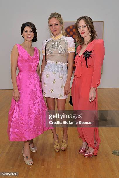 Actress Marisa Tomei, actress Chloë Sevigny and art director Liz Goldwyn attend the MOCA NEW 30th anniversary gala held at MOCA on November 14, 2009...