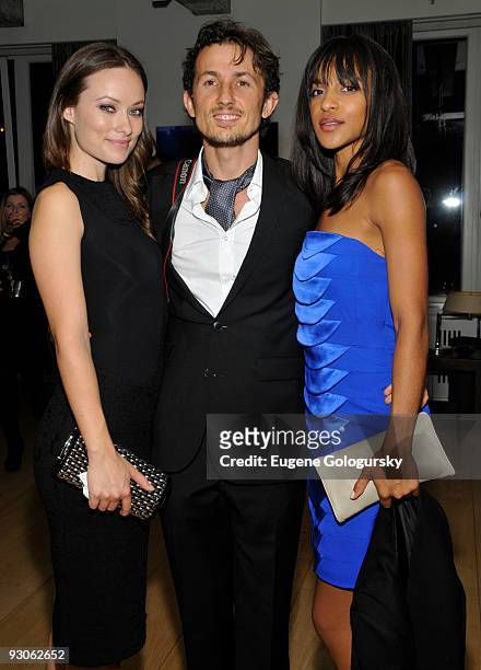 Olivia Wilde, Tao Ruspoli and Megalyn Echikunwoke attend the New York premiere of "Fix" after party at Mangusta Loft on November 14, 2009 in New York...