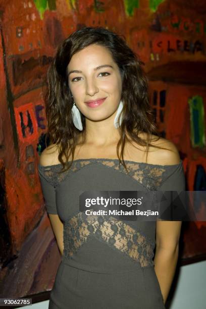 Actress Vanessa Lengies attends the Contempoary West Coast Premier of American Artist Chuck Conelly at Trigg Ison Fine Art on October 29, 2009 in Los...