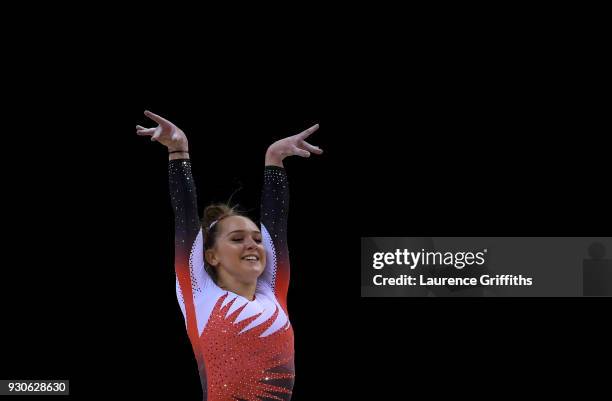 Amy Tinkler of South Essex Gymnastics Club competes on the Floor in the WAG Senior Apparatus Final during the Gymnastics British Championships at...