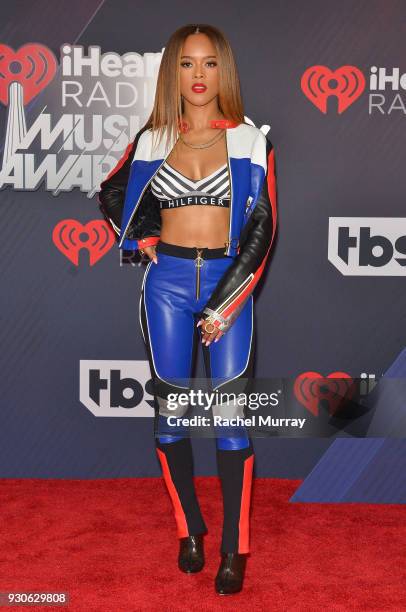 Serayah McNeill arrives at the 2018 iHeartRadio Music Awards which broadcasted live on TBS, TNT, and truTV at The Forum on March 11, 2018 in...