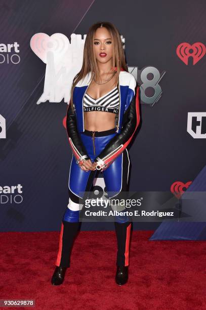 Serayah arrives at the 2018 iHeartRadio Music Awards which broadcasted live on TBS, TNT, and truTV at The Forum on March 11, 2018 in Inglewood,...