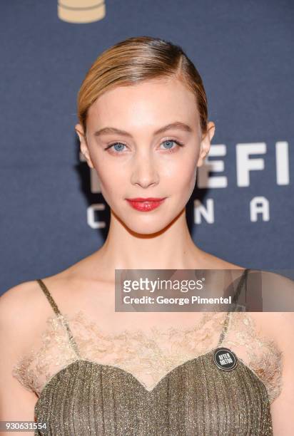 Sarah Gadon arrives at the 2018 Canadian Screen Awards at the Sony Centre for the Performing Arts on March 11, 2018 in Toronto, Canada.