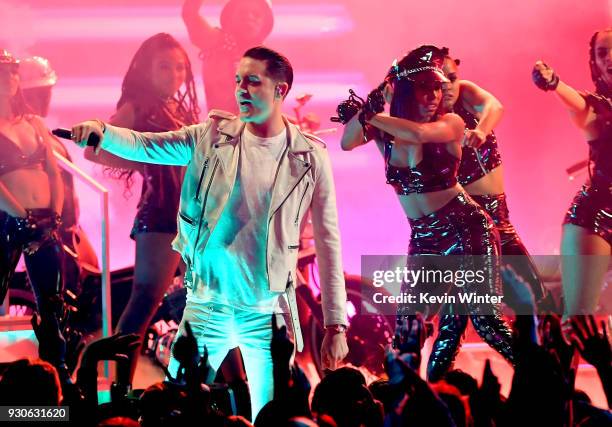 Eazy performs onstage during the 2018 iHeartRadio Music Awards which broadcasted live on TBS, TNT, and truTV at The Forum on March 11, 2018 in...