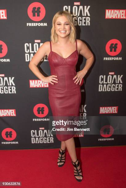 Actress Olivia Holt walks the red carpet during the SXSW Film premiere of "Marvel's Cloak and Dagger" on March 11, 2018 in Austin, Texas.