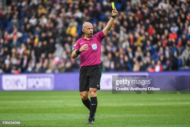 Referee Amaury Delerue during the Ligue 1 match between Paris Saint Germain and Metz at Parc des Princes on March 10, 2018 in Paris, .