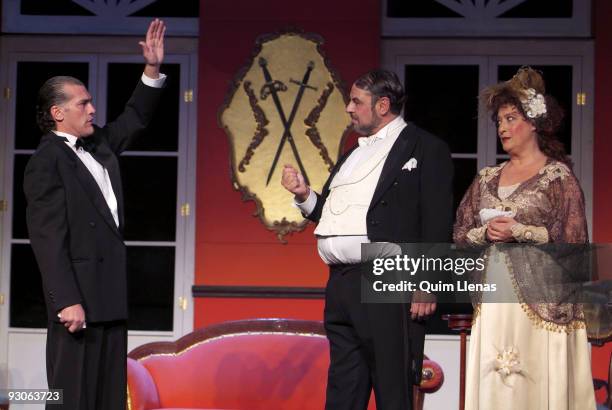 March 24, 2008. Amaya Theatre, Madrid, Spain. Dress rehearsal of the play 'La senorita de Trevelez', of Carlos Arniches, by the company of Tomas...