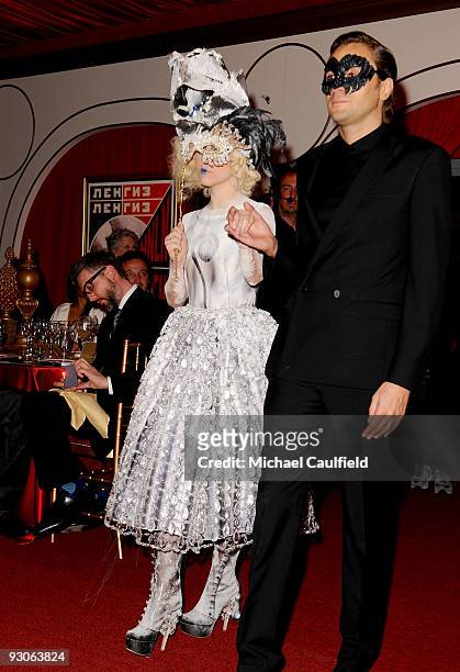 Singer Lady Gaga and artist Francesco Vezzoli attend the MOCA NEW 30th anniversary gala held at MOCA on November 14, 2009 in Los Angeles, California.