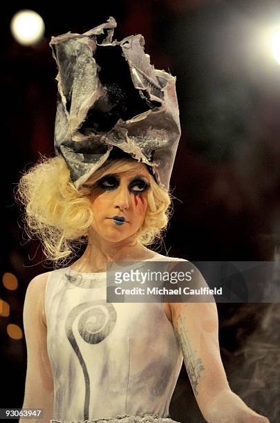Singer Lady Gaga performs during the MOCA NEW 30th anniversary gala held at MOCA on November 14, 2009 in Los Angeles, California.