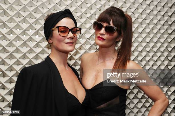 Helena Christensen and Camilla Staerk pose during a Q & A at David Jones Elizabeth Street Store on March 10, 2018 in Sydney, Australia.