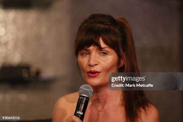 Helena Christensen speaks to guests during a Q & A at David Jones Elizabeth Street Store on March 10, 2018 in Sydney, Australia.