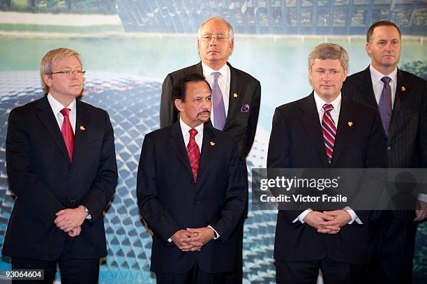 Australia's Prime Minister Kevin Rudd, Brunei Sultan Hassanal Bolkiah, Canada's Prime Minister Stephen Harper, Malaysia's Prime Minister Najib Razak,...