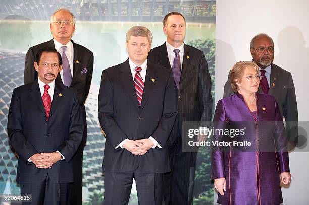 Brunei Sultan Hassanal Bolkiah, Canada's Prime Minister Stephen Harper, Chile's President Michelle Bachelet, Malaysia's Prime Minister Najib Razak,...