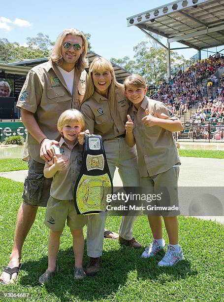 Superstar Edge with Robert, Bindi and Terri Irwin celebrate Steve Irwin Day at Australia Zoo on November 15, 2009 in Sunshine Coast, Australia.