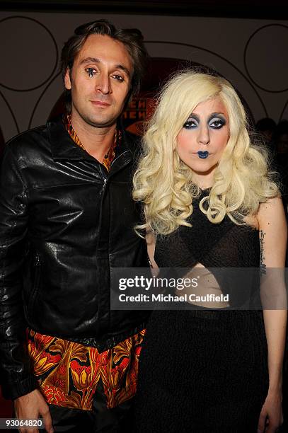 Artist Francesco Vezzoli and musician Lady Gaga during the MOCA NEW 30th anniversary gala held at MOCA on November 14, 2009 in Los Angeles,...