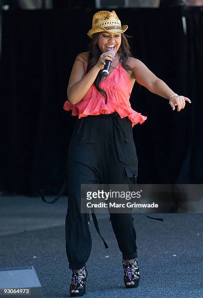 Jessica Mauboy performs during Steve Irwin Day celebrations at Australia Zoo on November 15, 2009 in Sunshine Coast, Australia.