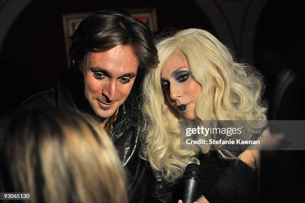 Artist Francesco Vezzoli and musician Lady GaGa attend the MOCA NEW 30th anniversary gala held at MOCA on November 14, 2009 in Los Angeles,...