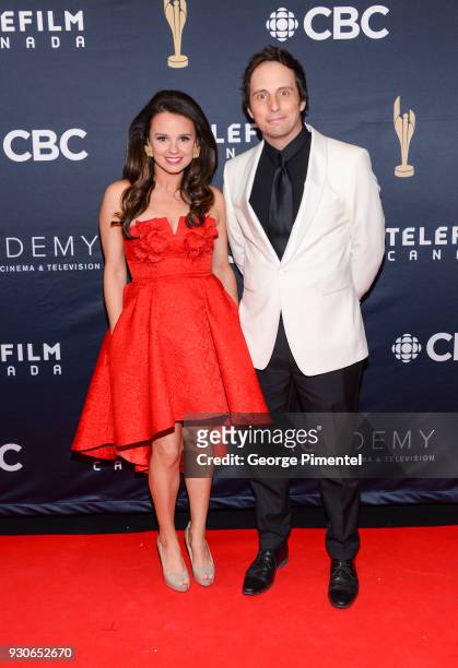 Emma Hunter and Jonny Harris arrive at the 2018 Canadian Screen Awards at the Sony Centre for the Performing Arts on March 11, 2018 in Toronto,...