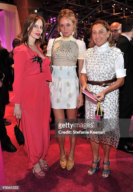 Liz Goldwyn, actress Chloë Sevigny and Miuccia Prada attend the MOCA NEW 30th anniversary gala held at MOCA on November 14, 2009 in Los Angeles,...