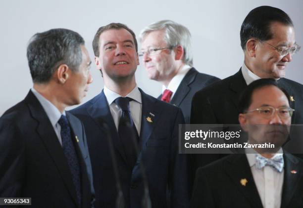 Singapore's Prime Minister Lee Hsien Loong , Russian President Dmitry Medvedev,Australia's Prime Minister Kevin Rudd Taiwan's former Vice-President...