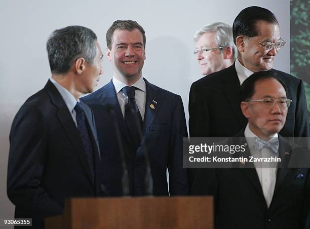 Singapore's Prime Minister Lee Hsien Loong , Russian President Dmitry Medvedev,Australia's Prime Minister Kevin Rudd Taiwan's former Vice-President...