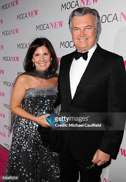 Board of Trustees Co-Chair David Johnson and Suzanne Nora Johnson arrive at the MOCA NEW 30th anniversary gala held at MOCA on November 14, 2009 in...