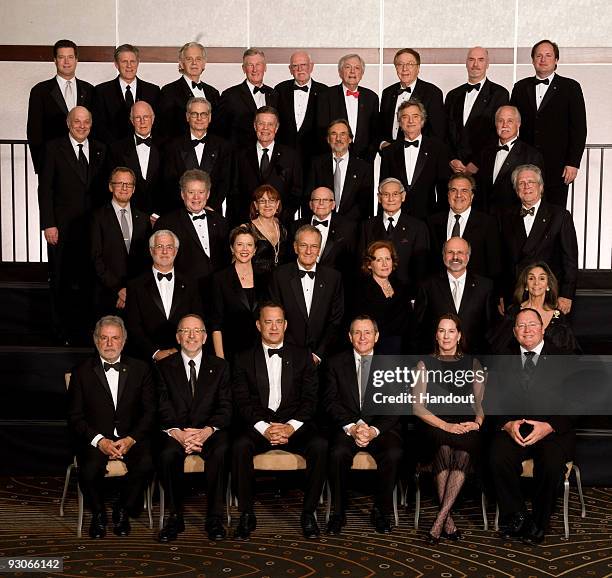 In this handout photo provided by A.M.P.A.S. The Academy of Motion Picture Arts and Science's Board of Governors Sid Ganis, Phil Robinson, Tom Hanks,...