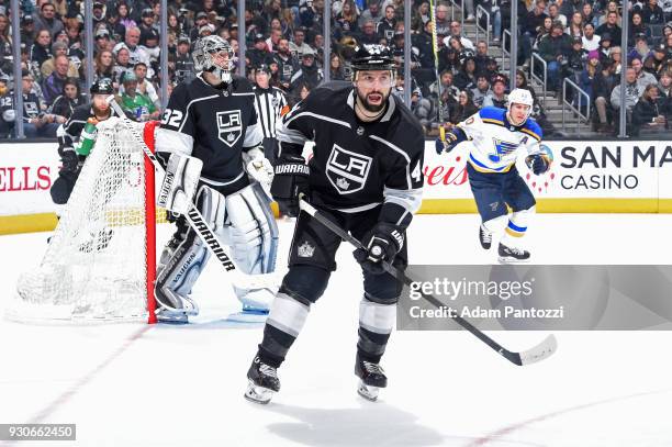 Nate Thompson of the Los Angeles Kings skates on ice during a game against the St. Louis Blues at STAPLES Center on March 10, 2018 in Los Angeles,...