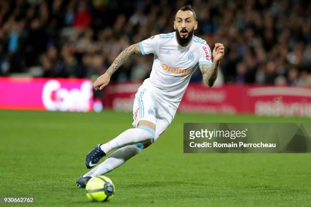 Konstantinos Mitroglou of Marseille of Marseille in action during the Ligue 1 match between Toulouse and Olympique Marseille at Stadium Municipal on...