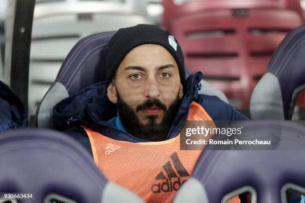 Konstantinos Mitroglou of Marseille looks on before the Ligue 1 match between Toulouse and Olympique Marseille at Stadium Municipal on March 11, 2018...