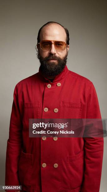 Actor Brett Gelman from the film "Wild Nights With Emily" poses for a portrait in the Getty Images Portrait Studio Powered by Pizza Hut at the 2018...