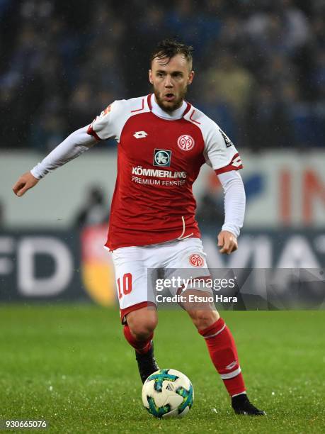 Alexandru Maxim of Mainz in action during the Bundesliga match between 1. FSV Mainz 05 and FC Schalke 04 at Opel Arena on March 9, 2018 in Mainz,...