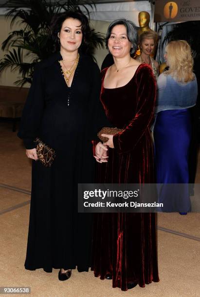 Actresses Jennifer Tilly and Meg Tilly arrive at the Academy of Motion Picture Arts and Sciences' Inaugural Governors Awards held at the Grand...