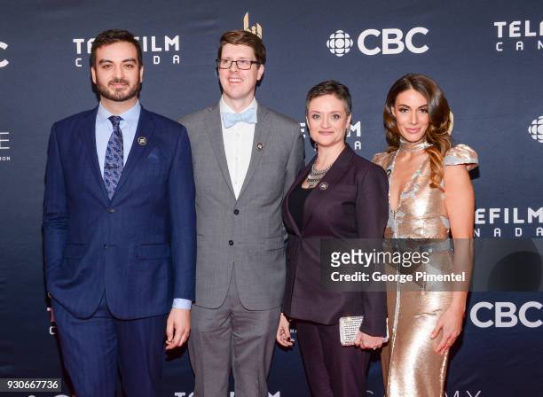 Miguel Rivas, Dave Barclay, Marilla Wex and Laura Cilevitz arrive at the 2018 Canadian Screen Awards at the Sony Centre for the Performing Arts on...