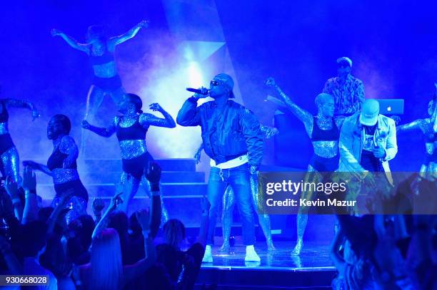 Pharrell Williams of N.E.R.D performs onstage during the 2018 iHeartRadio Music Awards which broadcasted live on TBS, TNT, and truTV at The Forum on...